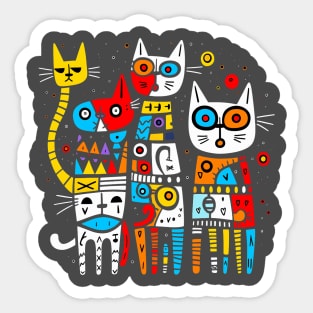 Abstract Art Cat Family Abstractionism Cubism Ghosts Cats Sticker